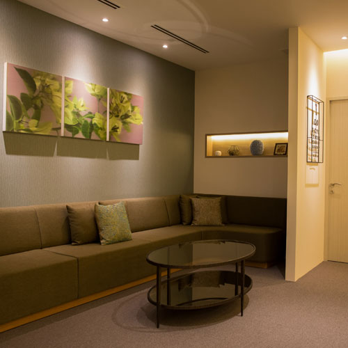 Waiting area at Patricia Yuen Skin Clinic in Singapore