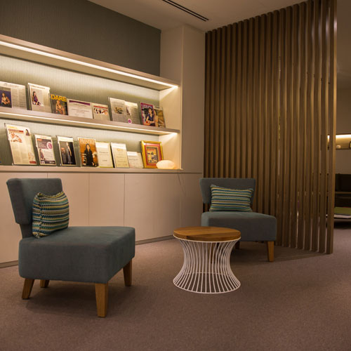 Waiting area at Patricia Yuen Dermatology Clinic in Singapore